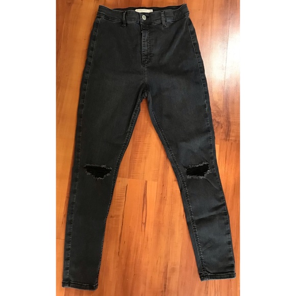 topshop black joni jeans distressed knees 32 - Picture 3 of 6
